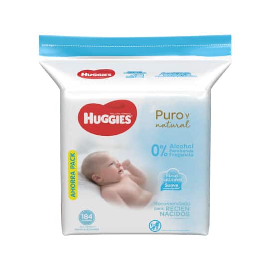 pañitos húmedos huggies recién nacidos puro y natural 